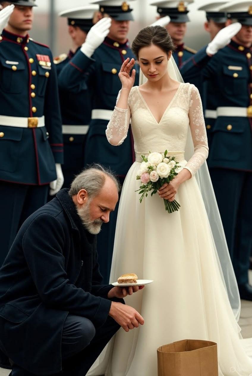 Timp de șase ani, o tânără brutară a lăsat zilnic mâncare pentru un om al străzii tăcut — fără măcar să-i știe numele! În ziua nunții ei, au sosit doisprezece pușcași marini în uniformă completă… și s-a întâmplat ceva neașteptat.