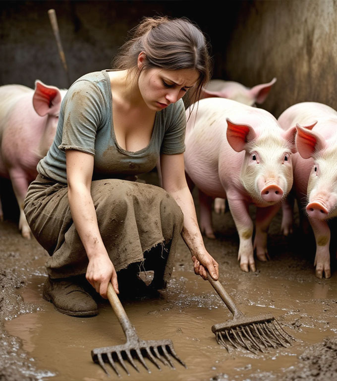 Die schwangere Schwiegertochter musste den Schweinestall putzen, weil ihr Schwiegervater es ihr befohlen hatte. Eines Tages schlich er sich an sie heran und schloss langsam die Tür hinter sich …