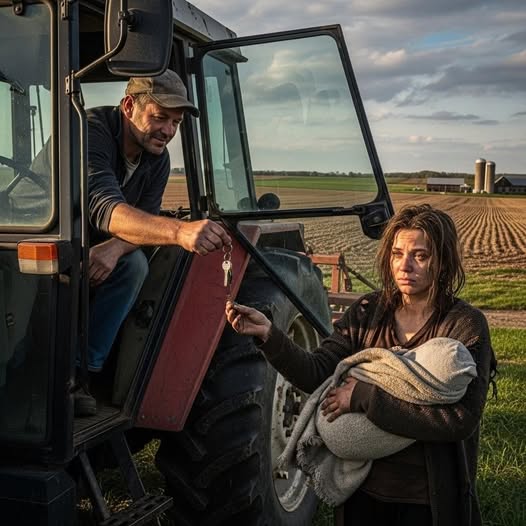 Pędząc na farmę, traktorzysta zostawił klucze od domu bezdomnemu z dzieckiem. Po powrocie zajrzał przez okno i zobaczył, że w pokoju panuje chaos.