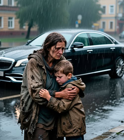 Pewnego razu, w czasie ulewnego deszczu, bezdomna kobieta, ryzykując własnym życiem, uratowała bogatego chłopca.