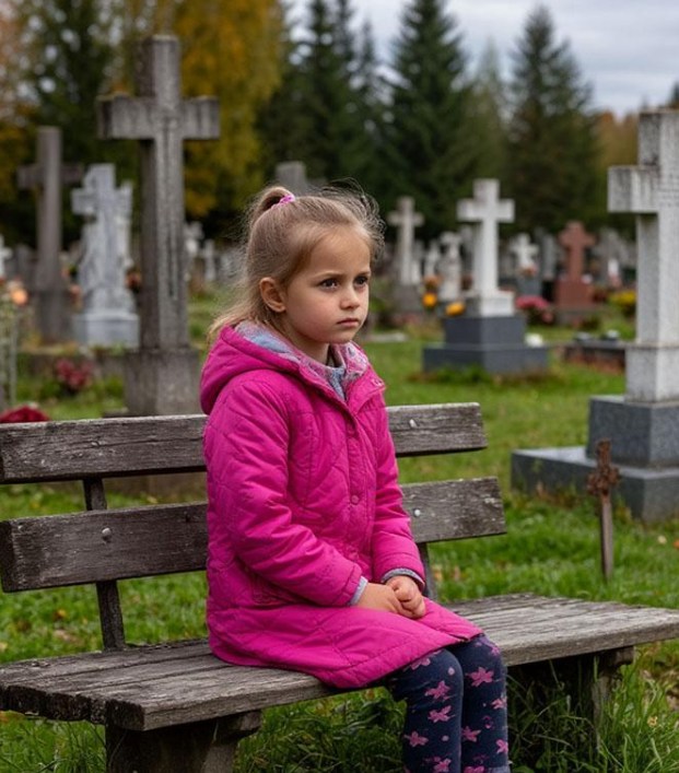 Într-o zi, vizitându-și fiica la cimitir, mama a observat o fetiță străină pe o bancă, care șoptea ceva portretului de pe mormânt.