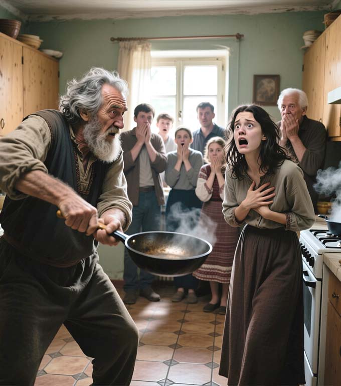 Überschrift: Ein unerwarteter Abend Mein Schwiegervater schlug mich mit einer Pfanne und schrie: „Verdammte Parasitin!