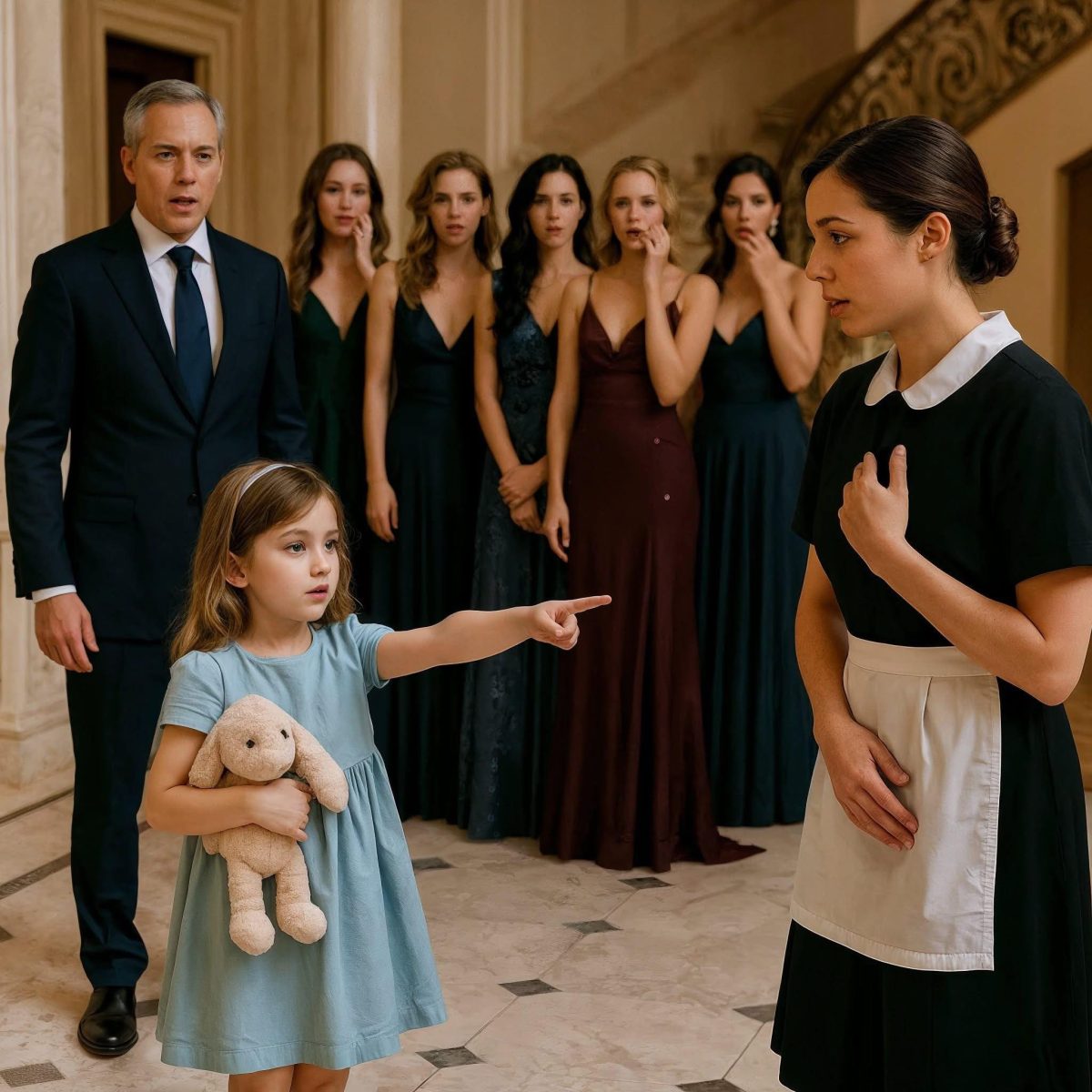 Miliarder zaprosił modelki, aby jego córka wybrała nową mamę. Jednak sześcioletnia Amelia, w swoim niebieskim sukieneczce, niespodziewanie wskazała na Klarę, pokojówkę.