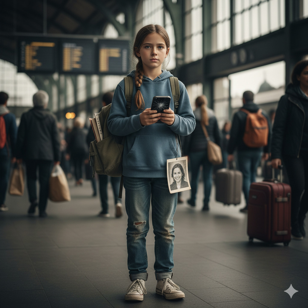 Maja, dwunastoletnia dziewczynka, po raz pierwszy podróżowała sama. Jej ubrania były znoszone, trampki uszkodzone, a w rękach trzymała mały plecak z dwiema książkami, zepsutym telefonem i zdjęciem swojej zmarłej matki.