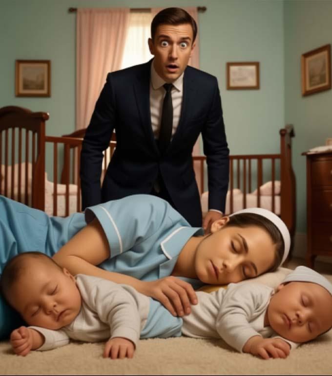 Egy milliomos éjfélkor lépett be, és megállt: a takarítónő aludt, ölelve az ikreit.