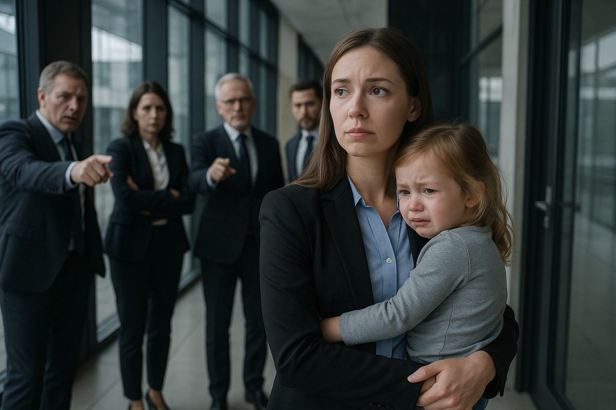 Eine Mutter namens Emily kam zu einem Vorstellungsgespräch, doch sie wurde wegen ihres Kindes nicht eingelassen.