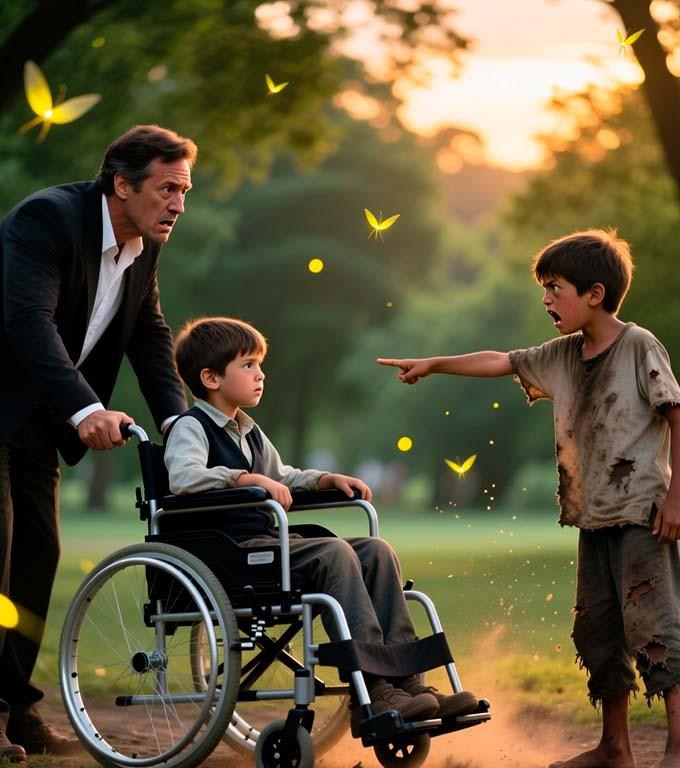 „Dein Sohn wurde absichtlich zum Invaliden gemacht! “ — flüsterte der kleine Bettler dem Millionär zu.