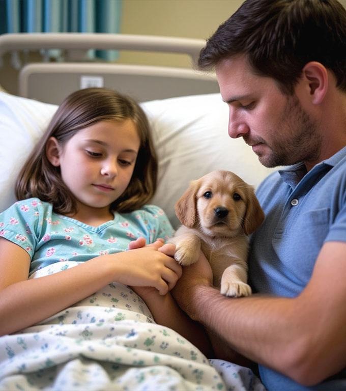 Er gab seiner sterbenskranken Tochter einen Hund aus dem Tierheim … und ging. Als er vorhin zurückkam … FAND ER ETWAS UNVORSTELLBARES! Wer die Wahrheit erfährt, kann seine Tränen nicht zurückhalten …