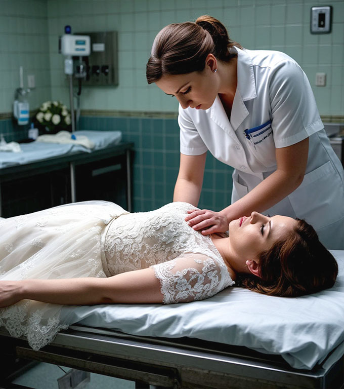 A murit îmbrăcată în rochie albă. Dar infirmiera de la morgă a observat ceva ciudat: obrajii ei erau înflăcărați, ca și cum ar fi fost încă în viață.