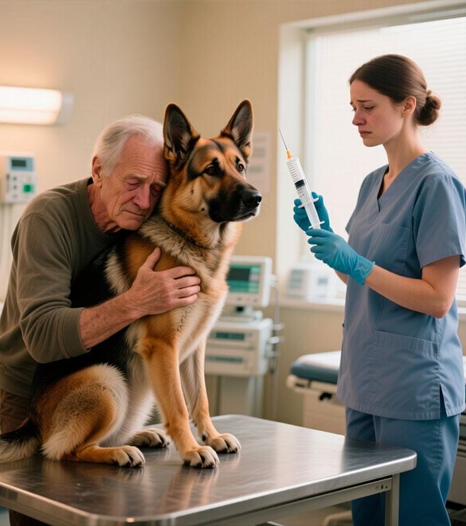 Pies przytulił swojego właściciela po raz ostatni przed uśpieniem, gdy nagle lekarka weterynarii krzyknęła: „Stop!”