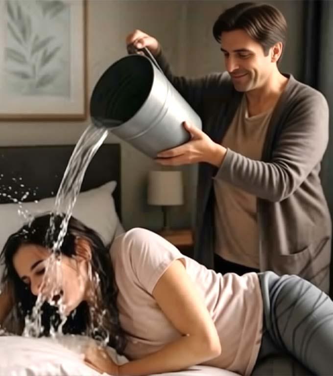 lodowaty prysznic, który wlał na nią przyjaciel, aby obudzić ją na jej urodziny. „Wstawaj, leniwa! Moi goście będą za pół godziny, a ty jeszcze nie zaczęłaś sprzątać ani gotować!