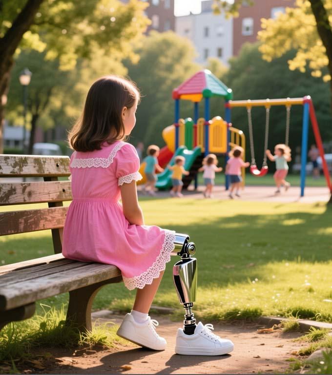 Ein Junge kam zu dem Mädchen mit dem Prothesen. Was dann geschah, rührte jeden im Park. Niemand wollte mit der kleinen Emily spielen.