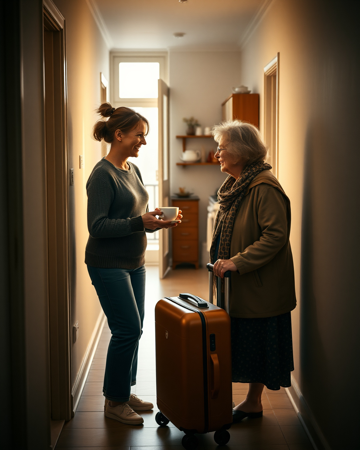 — Meglepetés! Most már a szomszédod vagyok — mondta Sandra, miközben egy hatalmas bőröndöt cipelett be a kicsi garzonlakás előszobájába.