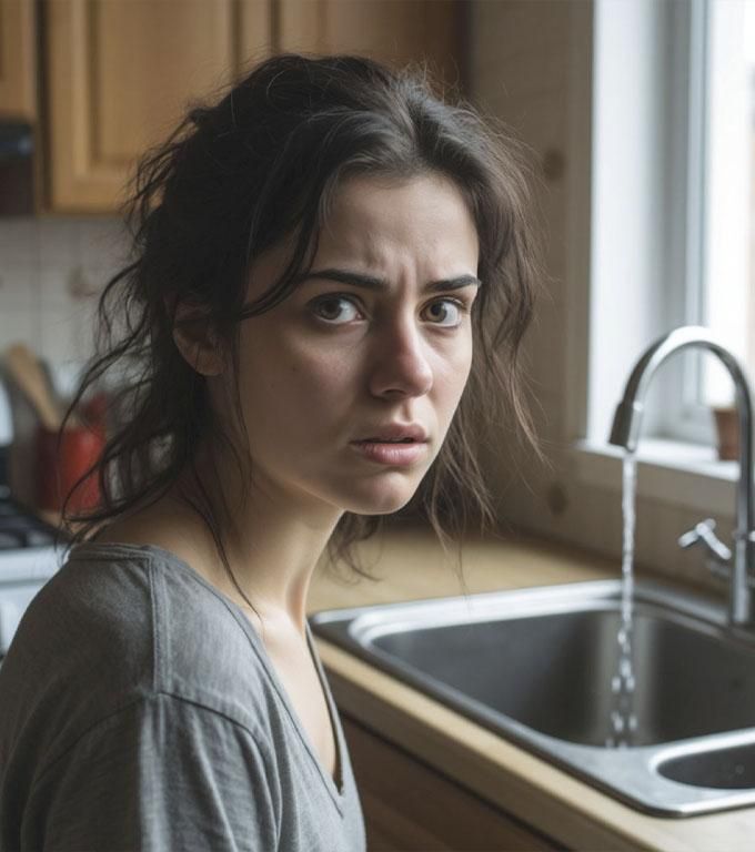 Lidia była sama w domu, kiedy nagle zaczęła cieknąć kran. Szybko pobiegła po pomoc do sąsiada. W końcu Lidia, wyciągając się jak kot, próbowała zatkać kran starym, frottowym ręcznikiem, który kiedyś był miękki, ale z biegiem lat stał się zużyty i