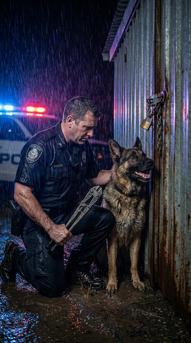 La 2 dimineața, în timpul unei furtuni de coastă, câinele meu a refuzat să latre la depozitul de oțel închis — ceea ce a găsit în interior a distrus minciuna pe care orașul o ascunsese timp de mulți ani.